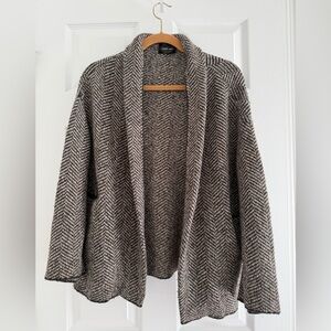 Zara Knit Brown/Black/Cream Cardigan Sweater